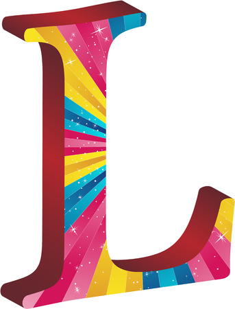 Colored alphabet with stripes and starsのイラスト素材