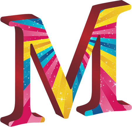 Colored alphabet with stripes and starsのイラスト素材