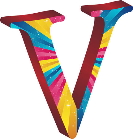 Colored alphabet with stripes and starsのイラスト素材