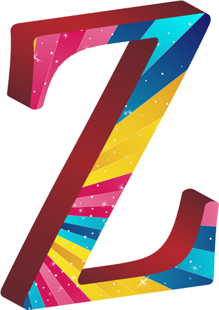 Colored alphabet with stripes and starsのイラスト素材