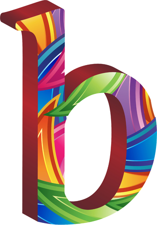 Colored alphabet with spikes and leavesのイラスト素材