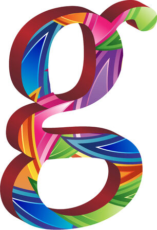 Colored alphabet with spikes and leavesのイラスト素材