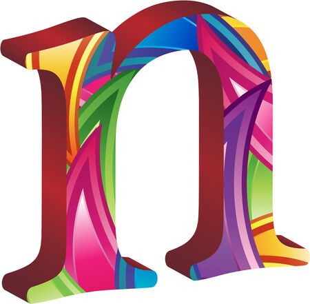 Colored alphabet with spikes and leavesのイラスト素材