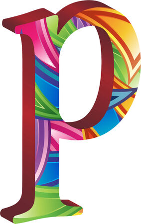 Colored alphabet with spikes and leavesのイラスト素材