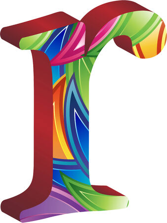 Colored alphabet with spikes and leavesのイラスト素材