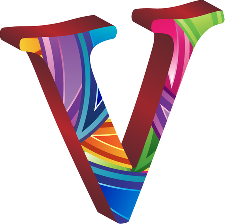 Colored alphabet with spikes and leavesのイラスト素材