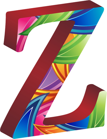 Colored alphabet with spikes and leavesのイラスト素材