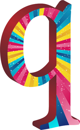 Colored alphabet with stripes and starsのイラスト素材
