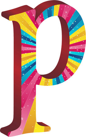 Colored alphabet with stripes and starsのイラスト素材