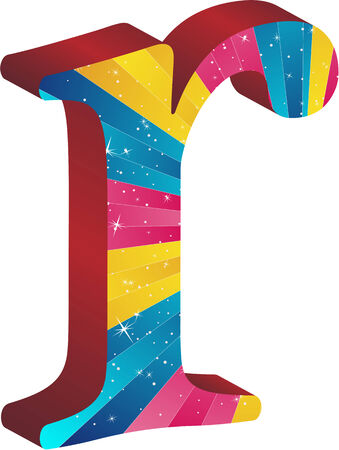 Colored alphabet with stripes and starsのイラスト素材