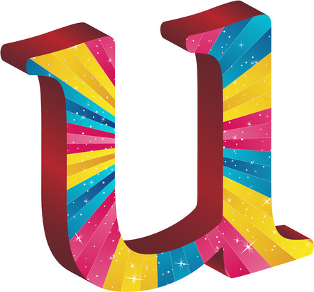 Colored alphabet with stripes and starsのイラスト素材