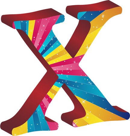Colored alphabet with stripes and starsのイラスト素材