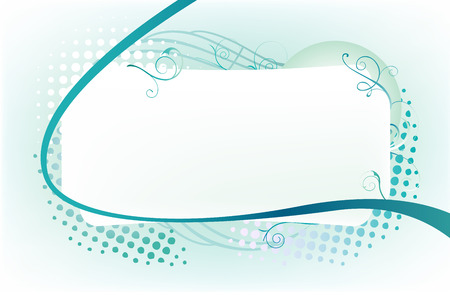Beautiful frame ornated with blue swirls and dotsのイラスト素材