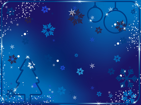Merry Christmas Background with snowflakes and stars.Vector Image.のイラスト素材