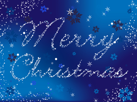 Merry Christmas Vector Image written in snowflakes and starsのイラスト素材