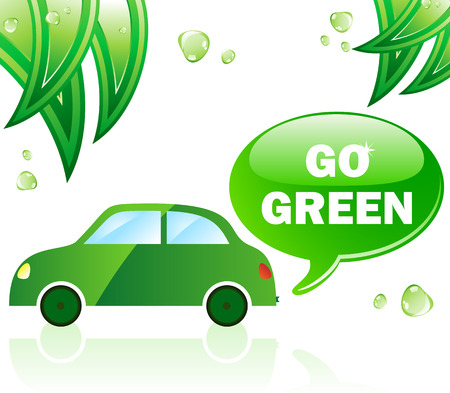 Go Green Ecology Car. Editable Vector Illustration.のイラスト素材