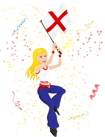 England Soccer Fan with flag. のイラスト素材