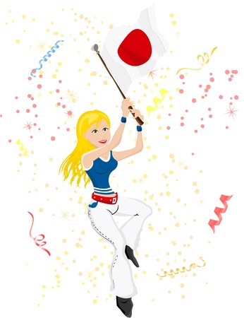 Japan Soccer Fan with flag.のイラスト素材