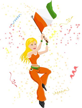 Ivory Coast Soccer Fan with flag. Editable Illustrationのイラスト素材