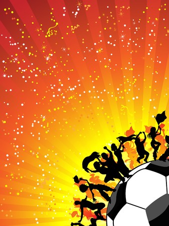 Huge Crowd Celebrating Soccer Game. Editable  Imageのイラスト素材