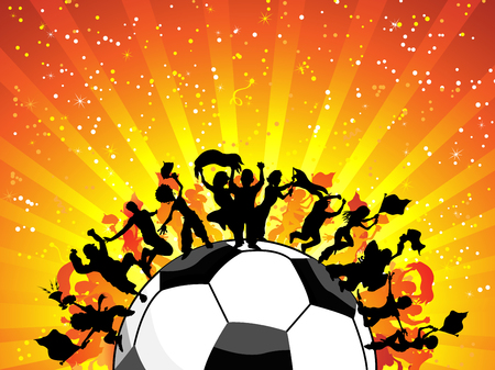 Huge Crowd Celebrating Soccer Game. のイラスト素材