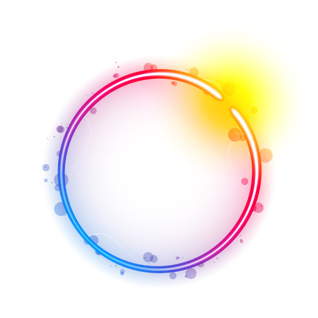 Rainbow Circle Border with Sparkles and Swirls. Illustrationのイラスト素材