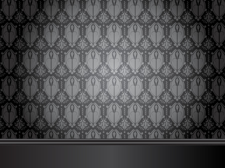 Vintage Room with wood floor and seamless wallpaper.のイラスト素材