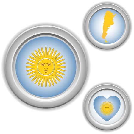  Argentina Buttons with heart, map and flagのイラスト素材