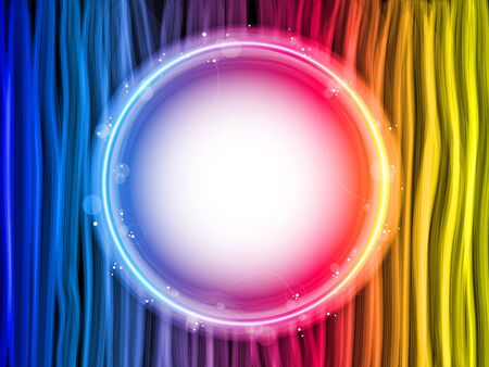  Abstract Rainbow Lines Background with White Circleのイラスト素材