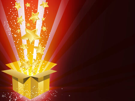   Christmas Golden Gift Box with Starsのイラスト素材