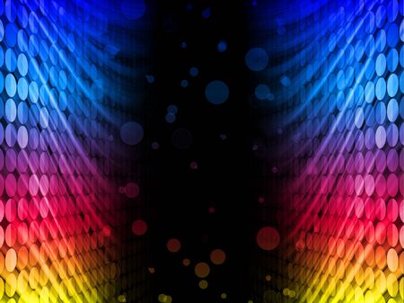 Vector - Disco Abstract Colorful Waves on Black Backgroundのイラスト素材