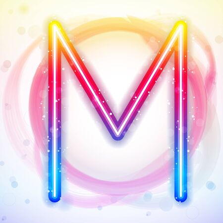 Vector - Alphabet Rainbow Lights in Circle White Backgroundのイラスト素材