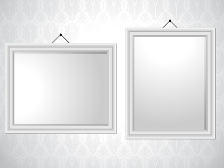  White Picture Frames on Wallpaper Backgroundのイラスト素材