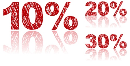  Sale Percentages Written in Red Chalk - Set 1 of 3のイラスト素材