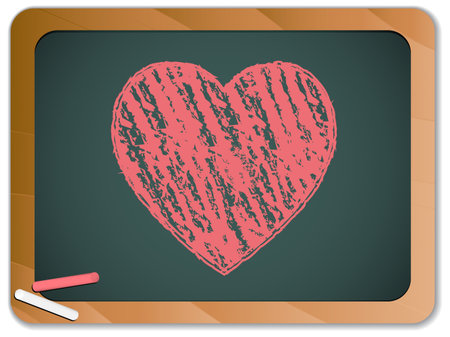 Vector - Blackboard with Heart  written with Chalkのイラスト素材