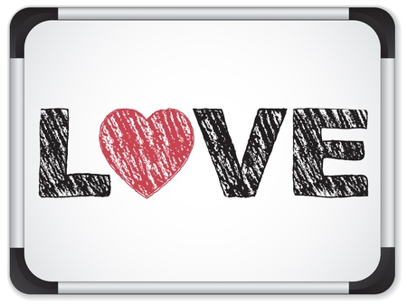Vector - Whiteboard with Love Heart Message written in Blackのイラスト素材