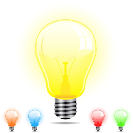 Light Bulb in 5 different colorsのイラスト素材