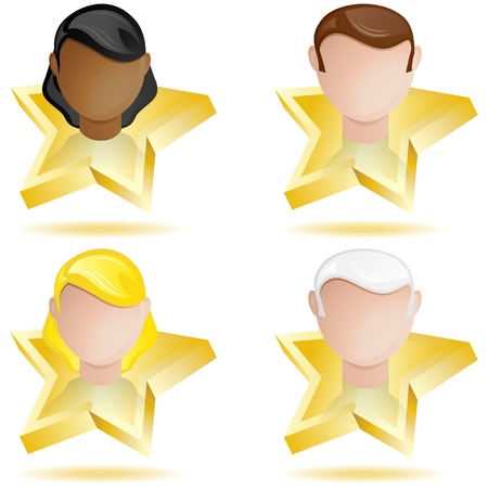 Vector - Successful People Head on Golden Starのイラスト素材