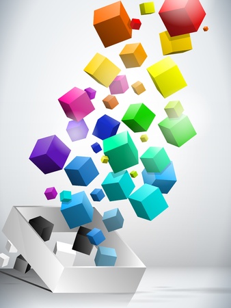 Colorful Flying Cubes Backgroundのイラスト素材