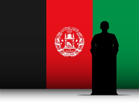 Vector - Afghanistan  Speech Tribune Silhouette with Flag Backgroundのイラスト素材