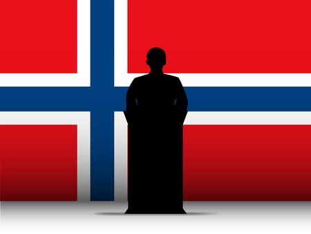 Vector - Norway  Speech Tribune Silhouette with Flag Backgroundのイラスト素材