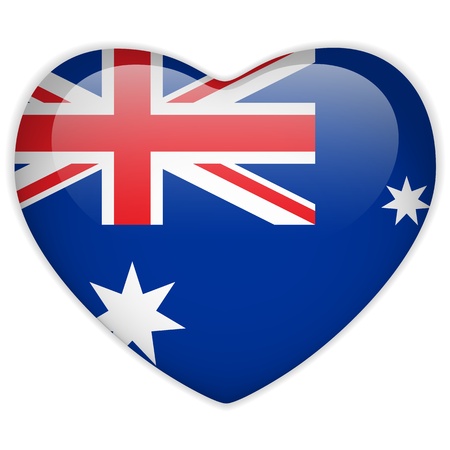 Vector - Australia Flag Heart Glossy Buttonのイラスト素材