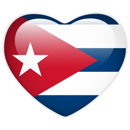 Vector - Cuba Flag Heart Glossy Buttonのイラスト素材