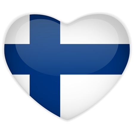 Vector - Finland Flag Heart Glossy Buttonのイラスト素材