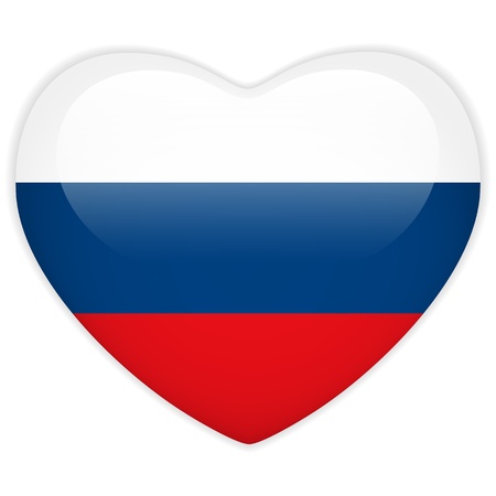 Vector - Russia Flag Heart Glossy Buttonのイラスト素材
