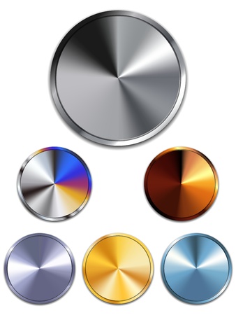 Metal Buttons. Silver, Gold, Copperのイラスト素材
