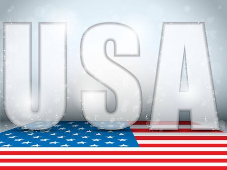 Vector - USA Glass Letters with Flag Backgroundのイラスト素材