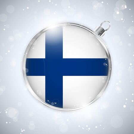 Merry Christmas Silver Ball with Flag Finlandのイラスト素材