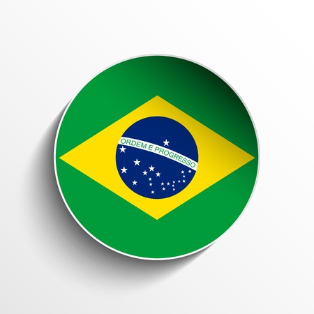 Vector - Flag Paper Circle Shadow Button Brazilのイラスト素材