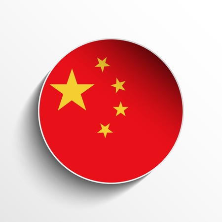 Vector - Flag Paper Circle Shadow Button Chinaのイラスト素材